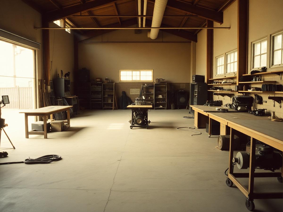 Interior of a race preparation workshop
